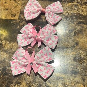 Pink and White Floral Hair Bows Set